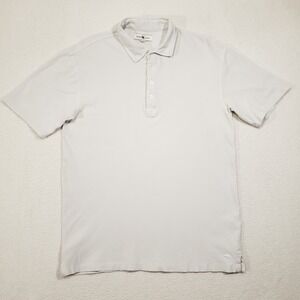 Onward Reserve Polo Shirt Men Large Off-White Cotton Stretch Pique Golf 4 Button